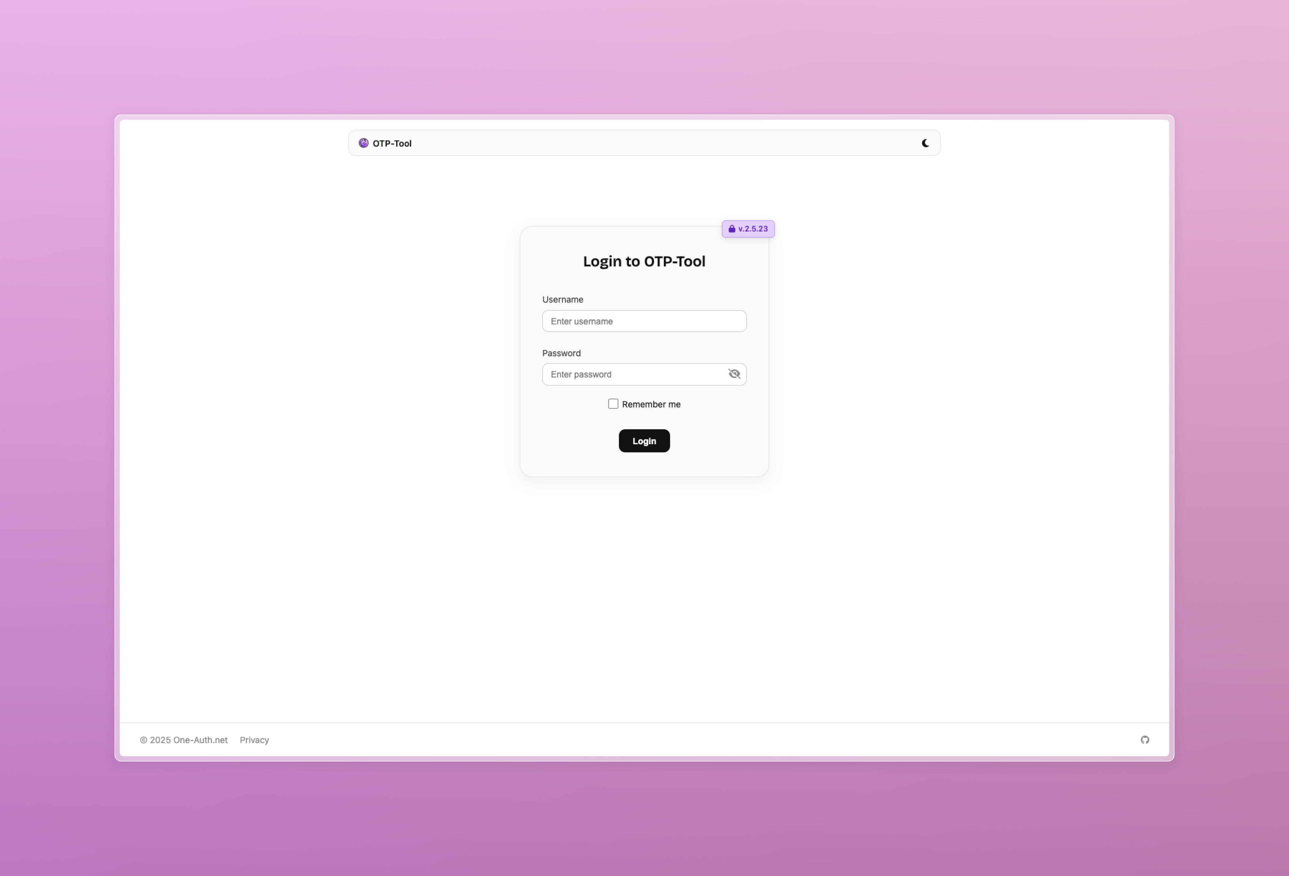 OTP-Tool Login Page
