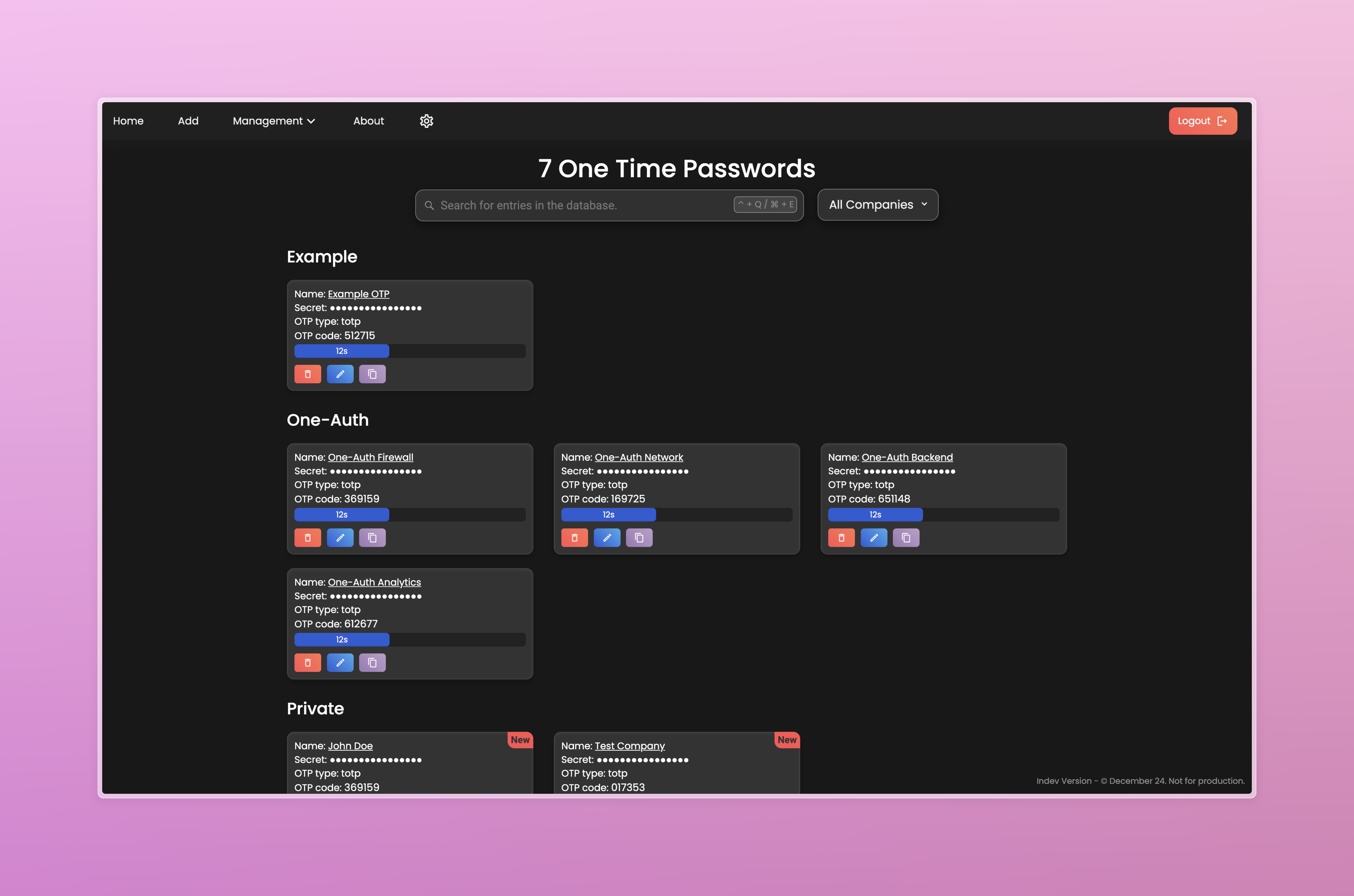 OTP-Manager Preview